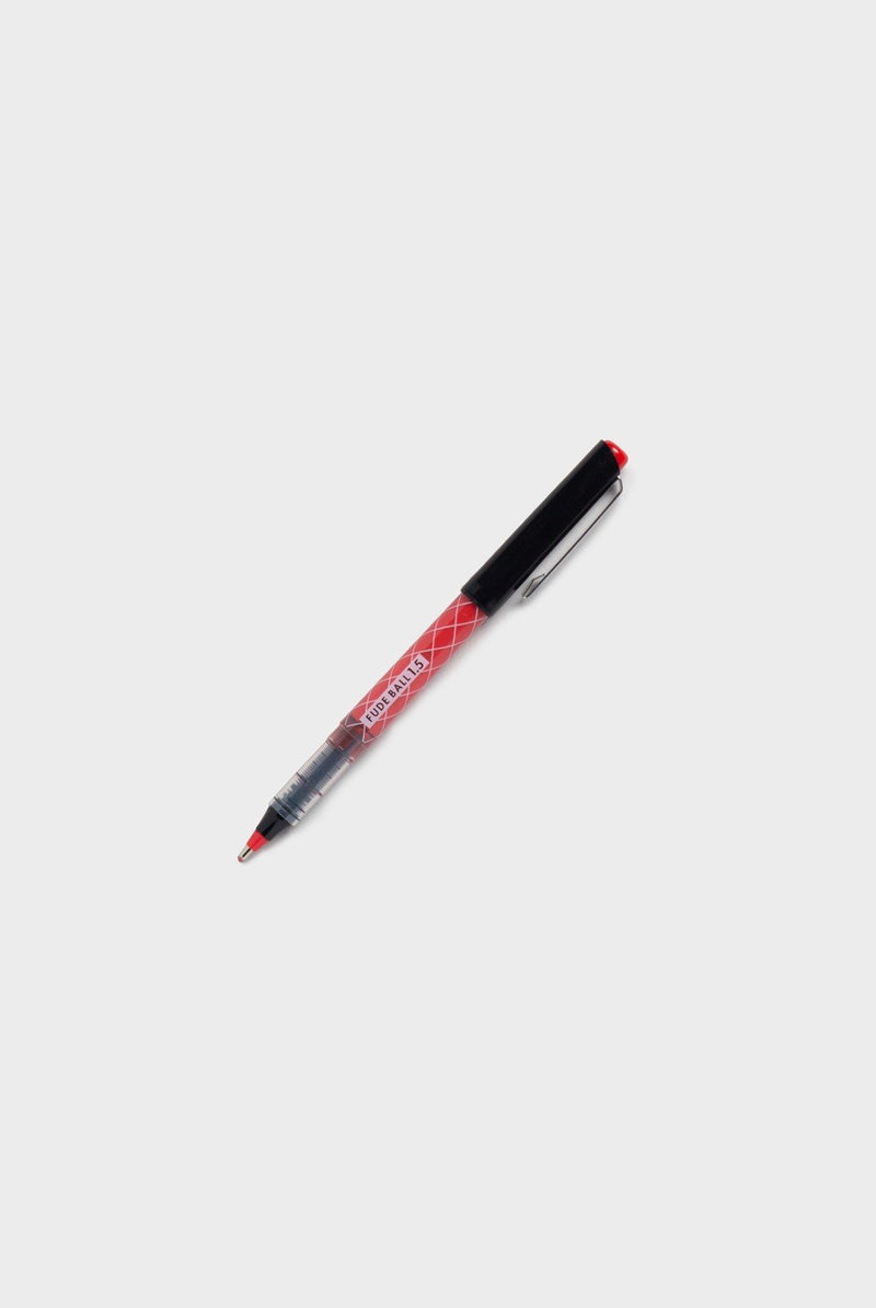 Pack of 2 Fude Ball Liquid Ink Roller Ball Pen 1.5 Mm Red Body Red Ink