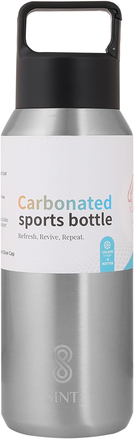 Carbonated Sports Bottle- Leak Proof 20 oz| 600 ML Silver