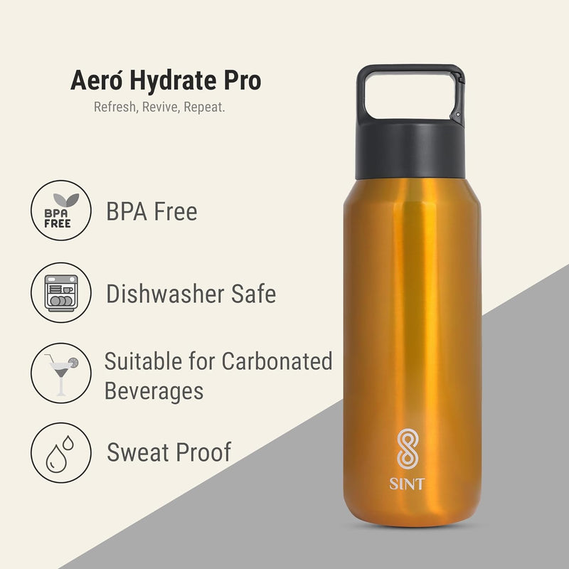 Carbonated Sports Bottle- Leak Proof 20 oz| 600 ML Gold