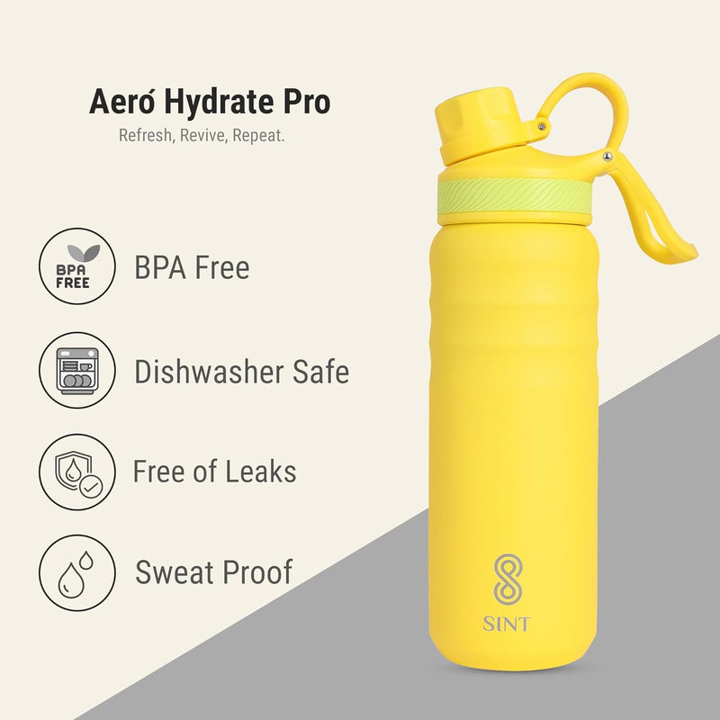 Vacuum Insulated Water Bottle- Leak Proof 24 oz| 700 ML Yellow