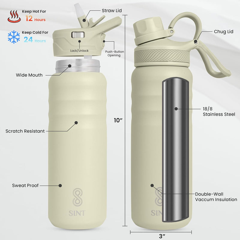 Vacuum Insulated Water Bottle- Leak Proof 24 oz| 700 ML Celadon