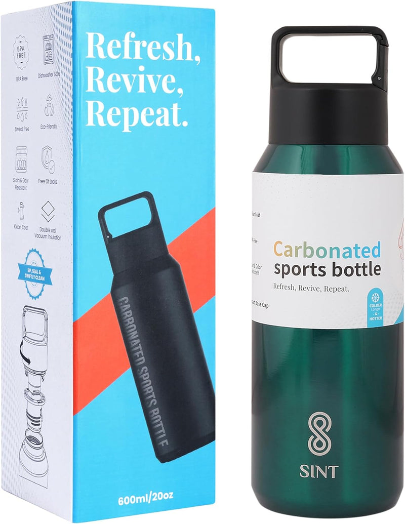 Carbonated Sports Bottle- Leak Proof 20 oz| 600 ML Green