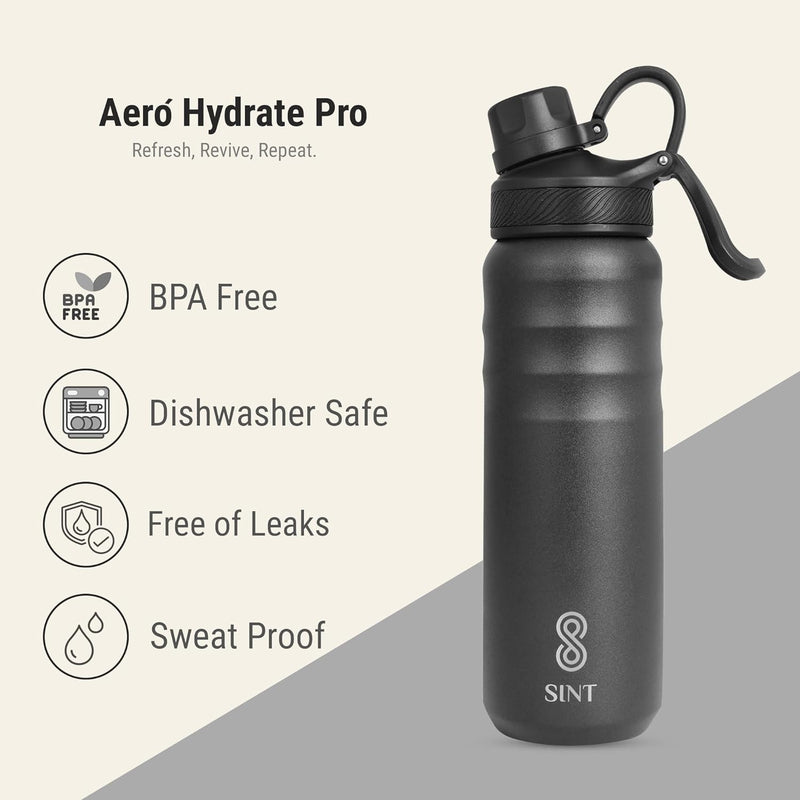 Vacuum Insulated Water Bottle- Leak Proof 24 oz| 700 ML Black