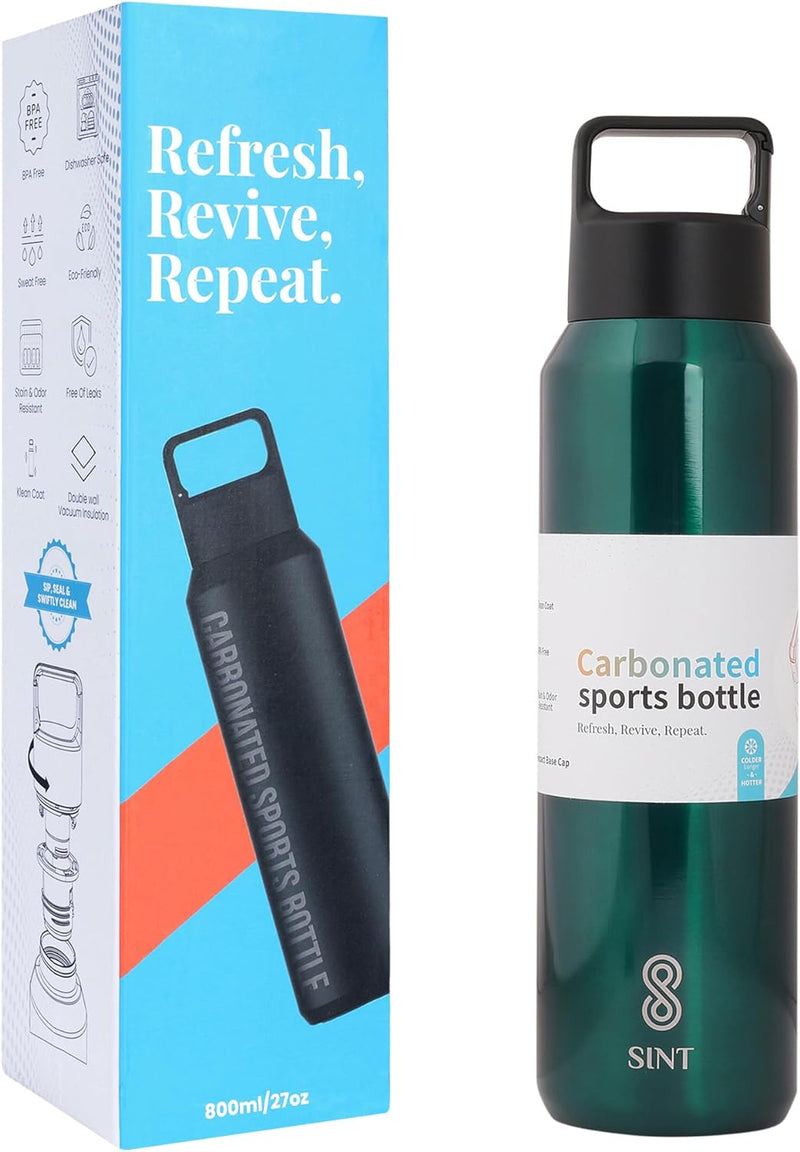 Carbonated Sports Bottle- Leak Proof 27 oz| 800 ML Green