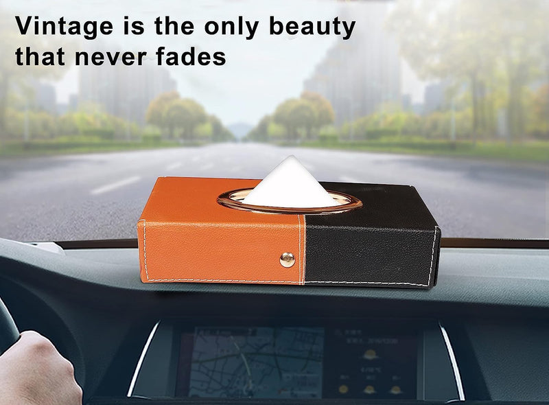 SINT Faux Leather Car Tissue Holder Box, Tissue Paper Box for Car/Home/Office with 100 Tissue Pulls