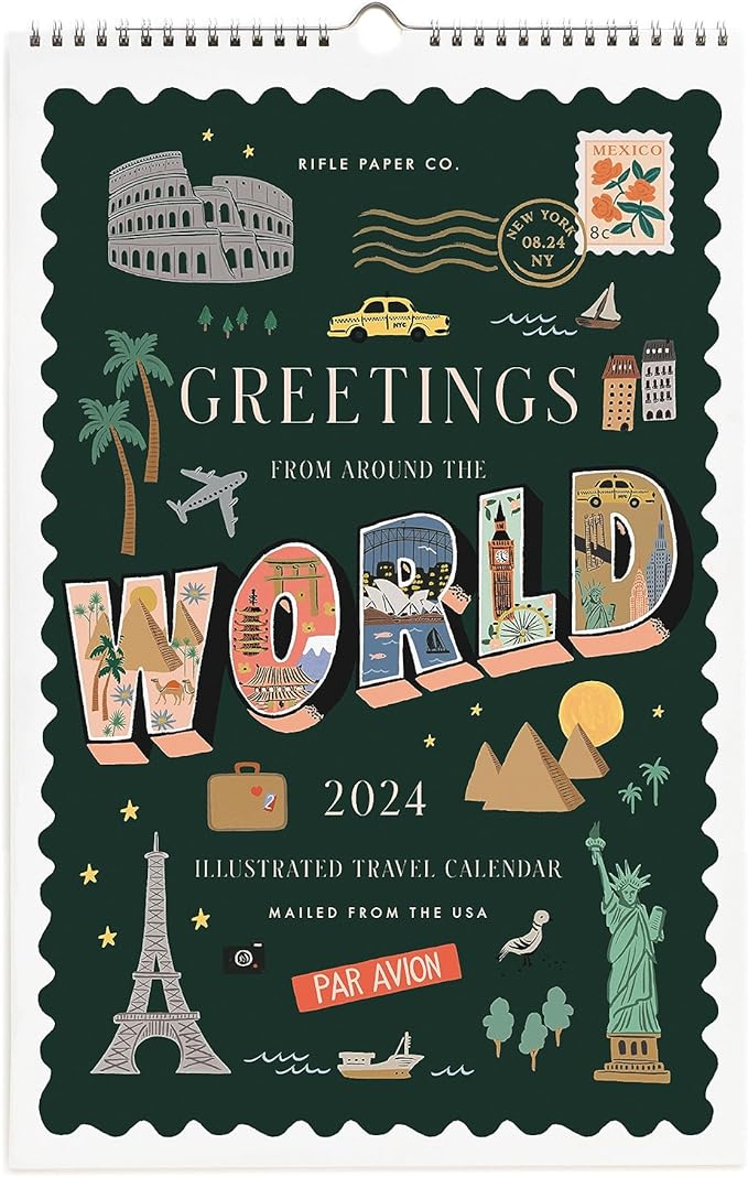 RIFLE PAPER CO. 2024 Greetings From Around the World Wall Calendar