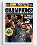 New York Post newspaper cover celebrating New York Knicks championship win