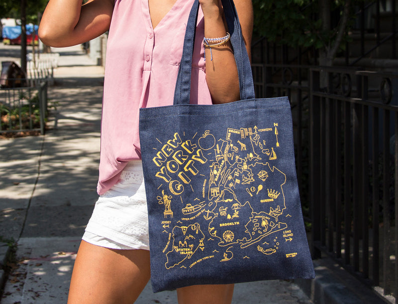 Maptote New York City Denim Tote Bag