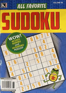 All favorite Sudoku Magazine cover featuring a large Sudoku puzzle grid and colorful puzzle artwork for number puzzle fans