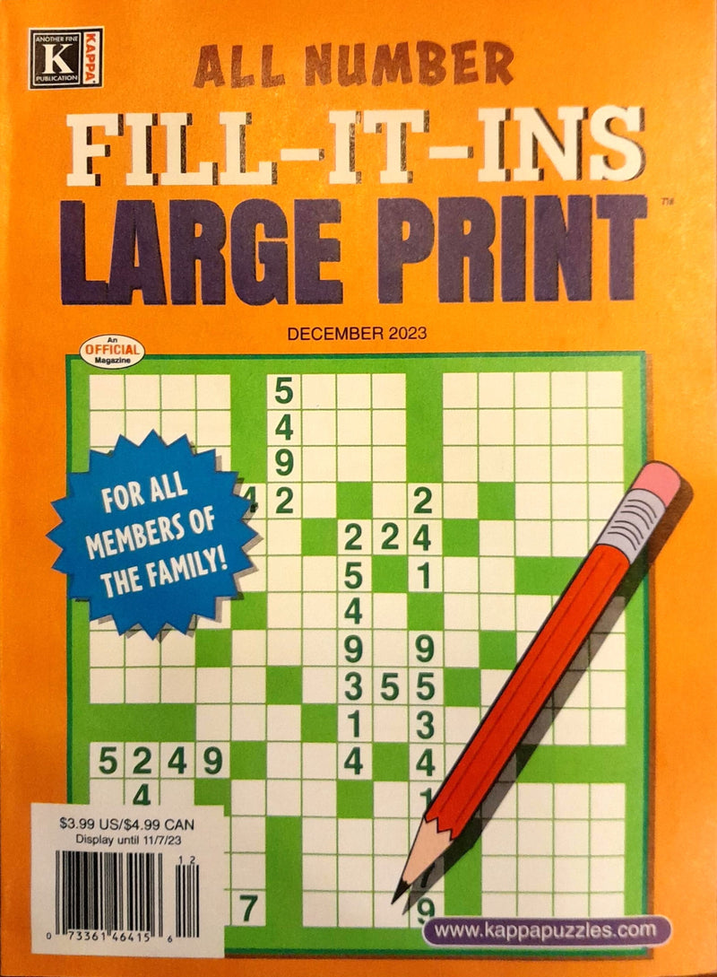All Number Fill-it-ins Large Print Magazine