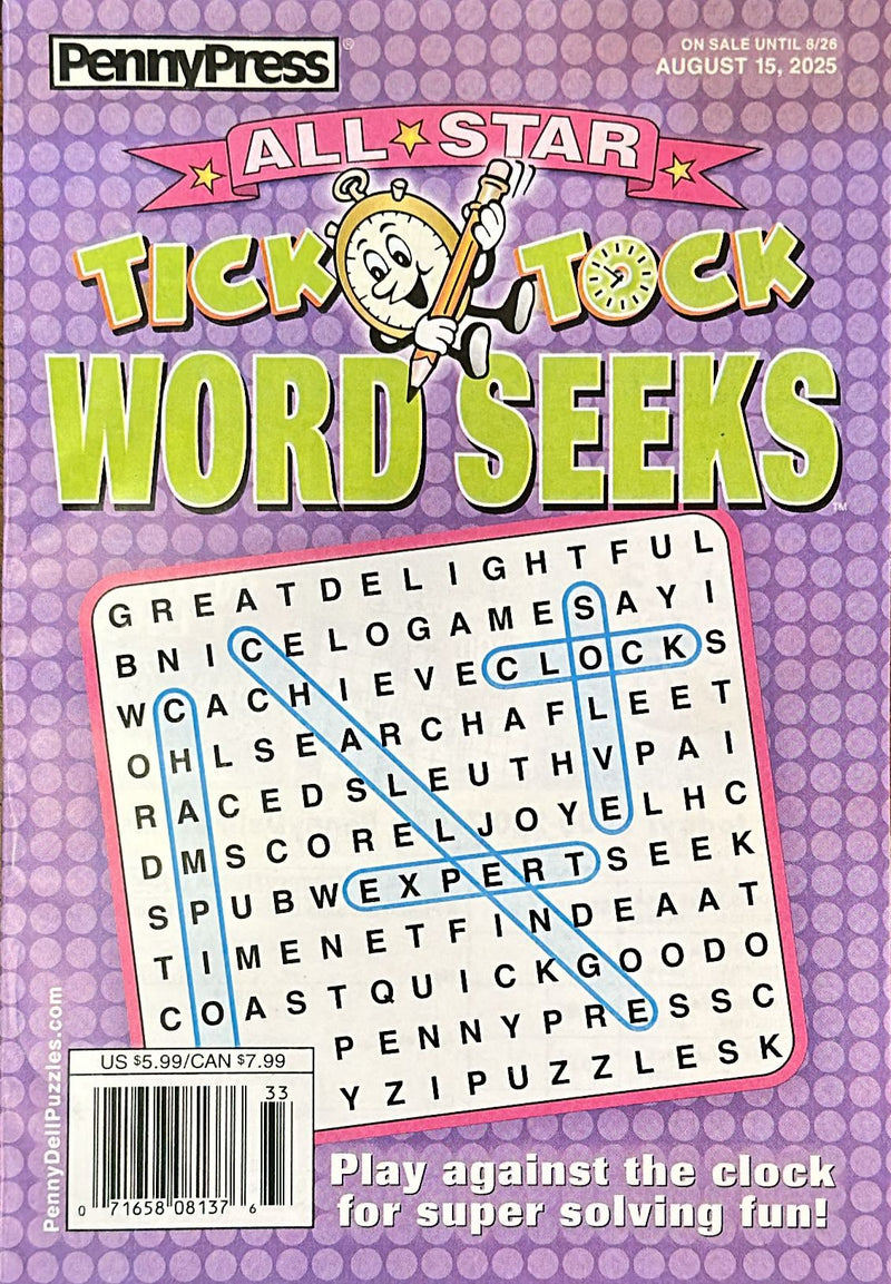 All Star Tick Tock Word Seeks Magazine