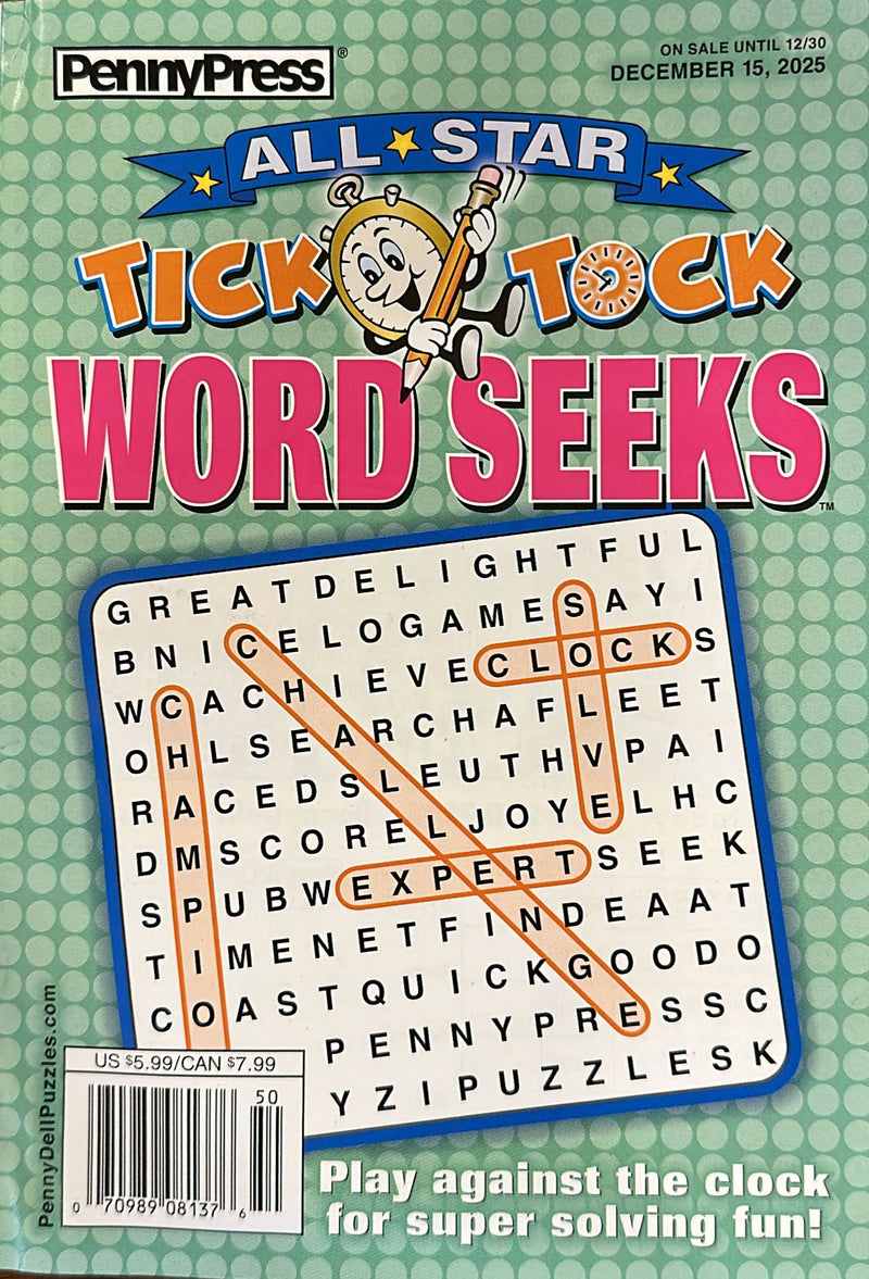 All Star Tick Tock Word Seeks Magazine