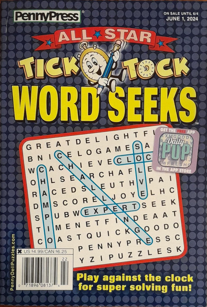 All Star Tick Tock Word Seeks Magazine