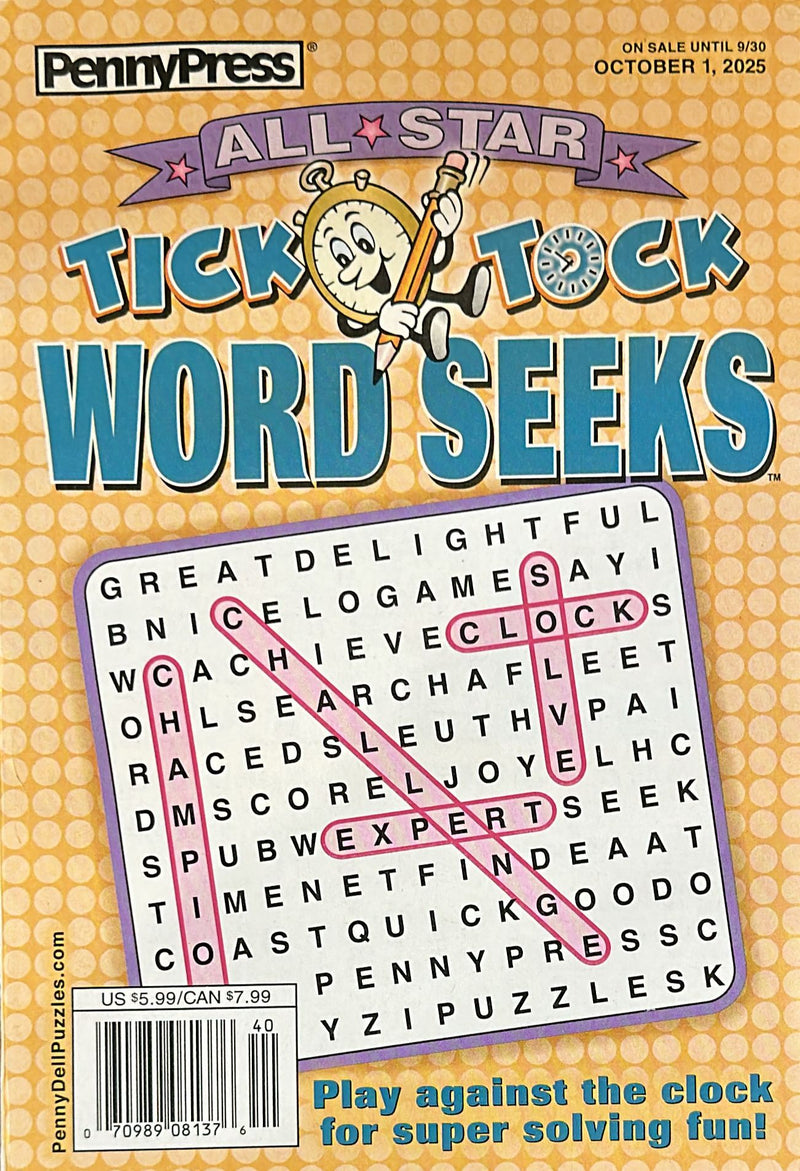All Star Tick Tock Word Seeks Magazine