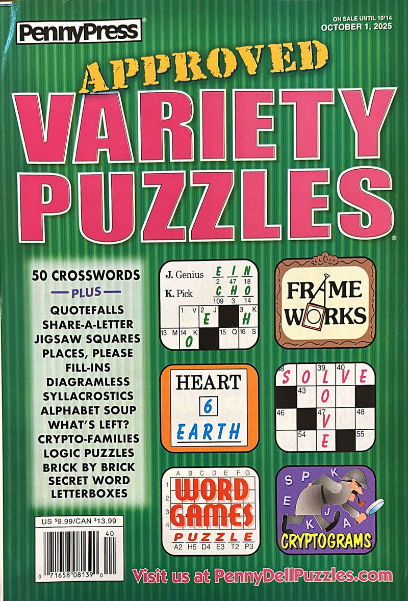 Approved Easy & Fun Variety Puzzles Magazine