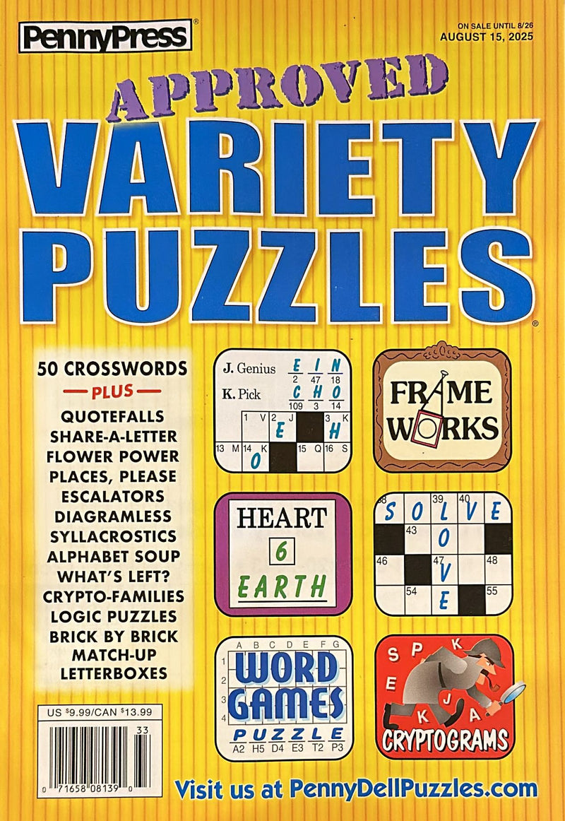 Approved Easy & Fun Variety Puzzles Magazine