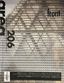 Area Magazine cover featuring a grayscale architectural facade with layered geometric textures and bold black typography for a contemporary architecture magazine