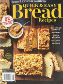 Better Homes and Gardens Magazine cover featuring Quick and Easy Bread Recipes with fresh baked loaves muffins biscuits and scones