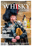Whisky & Rom magazine cover featuring a Scottish bagpiper in traditional dress with bagpipes, whisky bottles, and a guide to Scottish whisky distilleries
