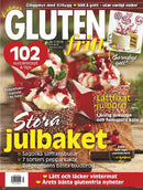 Glutenfritt magazine cover featuring festive Christmas cakes and desserts with gluten free recipes baking tips and seasonal holiday inspiration