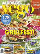 Vardagsvego magazine cover featuring colorful grilled vegetable skewers burgers and fresh produce with Swedish headlines about easy summer recipes