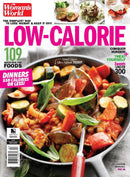 Low-Calorie magazine cover featuring a skillet of colorful roasted vegetables with healthy meal ideas and recipes for satisfying dishes under 550 calories