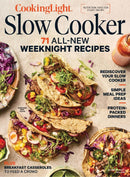 Cooking Light Slow Cooker magazine cover featuring 71 all new weeknight recipes tacos breakfast casseroles simple meal prep ideas and protein packed dinners