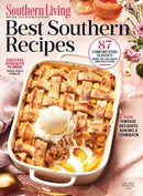 Southern Living Best Southern Recipes magazine cover featuring golden peach cobbler topped with vanilla ice cream and vintage dessert recipes