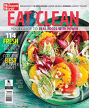 Eat Clean magazine cover featuring a colorful citrus and vegetable salad with fennel and hazelnuts and headlines about fresh healthy recipes