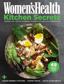 Women's Health Kitchen Secrets magazine cover featuring a colorful salad bowl with eggs and vegetables plus vegan friendly options and easy meal tips