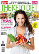 The Keto Diet magazine cover featuring a smiling woman holding fresh vegetables with headlines about healthy weight loss and delicious recipes