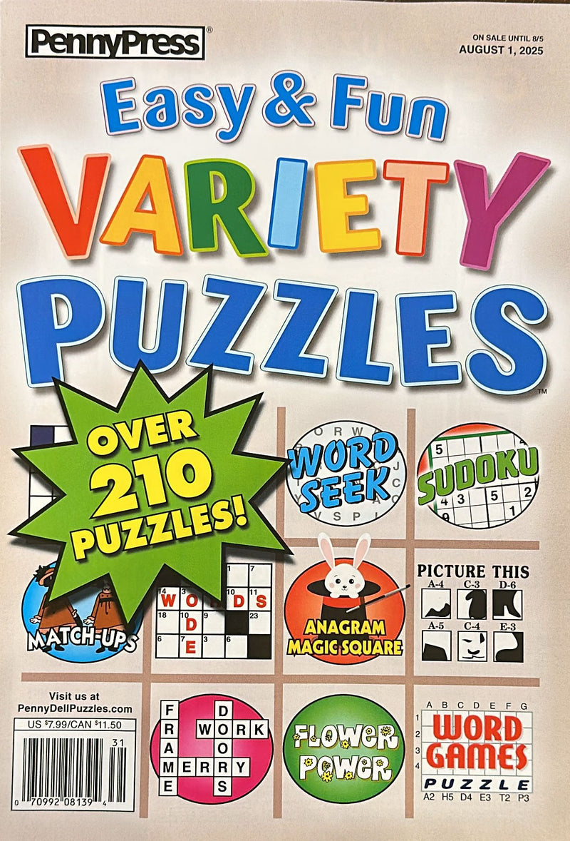 Approved Easy & Fun Variety Puzzles Magazine