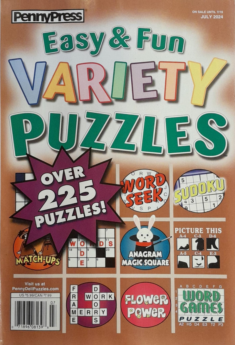 Approved Easy & Fun Variety Puzzles Magazine