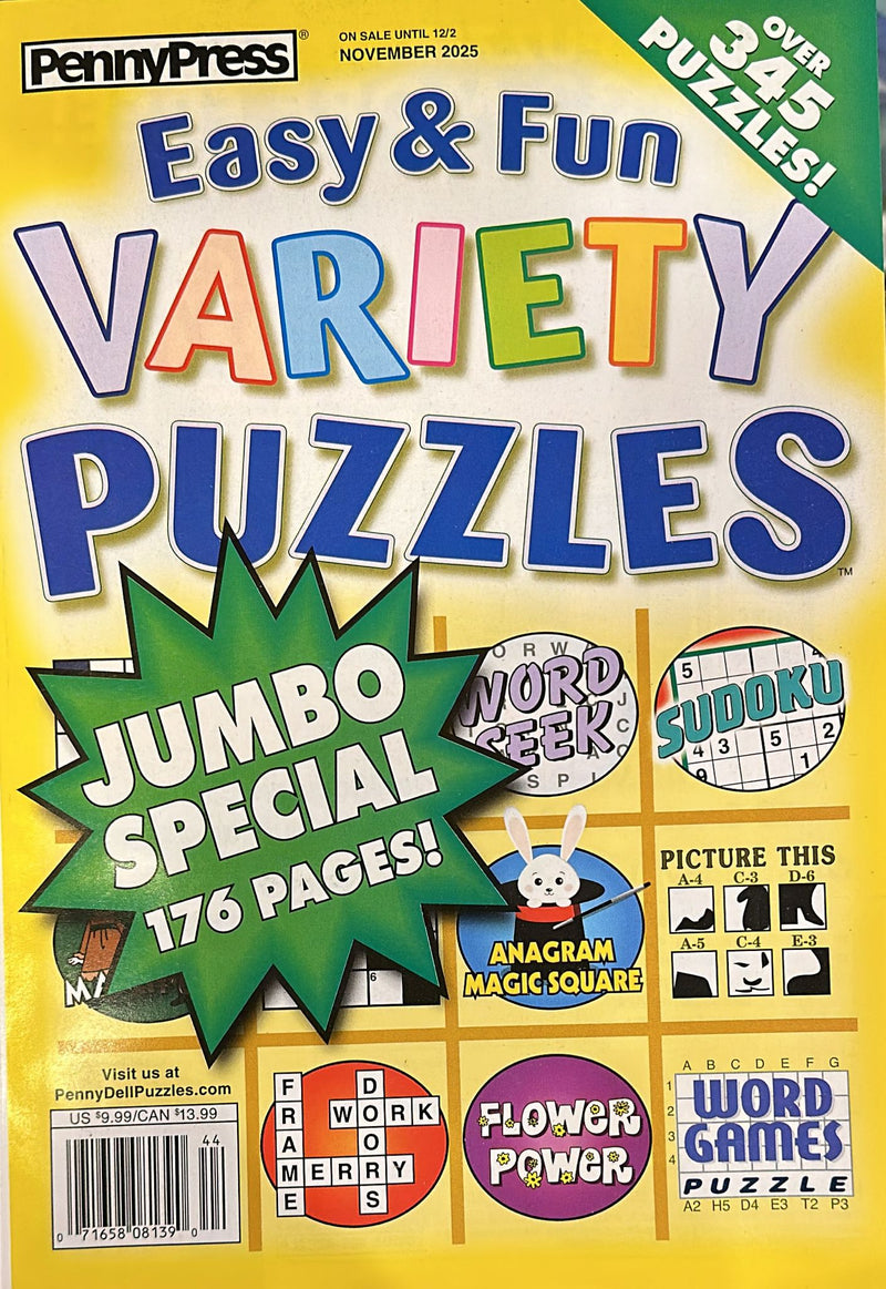 Approved Easy & Fun Variety Puzzles Magazine