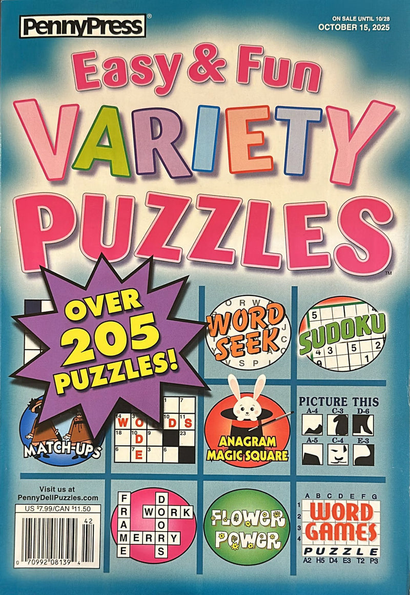 Approved Easy & Fun Variety Puzzles Magazine