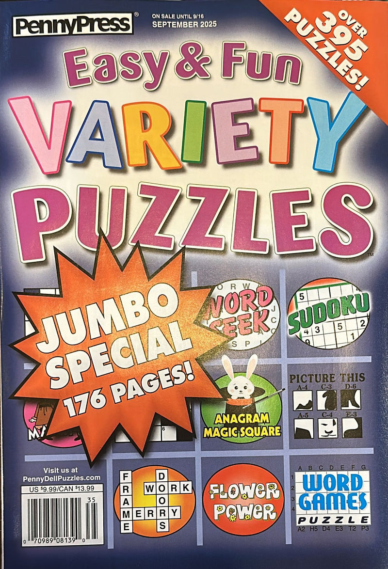 Approved Easy & Fun Variety Puzzles Magazine
