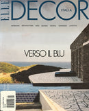 Elle Decor Italia Magazine cover featuring a modern seaside home with a stone terrace pool and the headline Verso il Blu