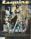Esquire UK Magazine cover featuring Andrew Garfield in an artistic fashion scene with the headline The Art of Style and features on celebrity culture and history magazines