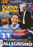 Guerin Sportivo Magazine cover featuring Napoli football players and coach with bold Italian headlines about football transfers and the 2026 World Cup