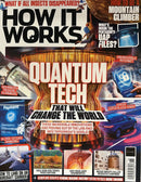 How It Works Magazine cover featuring quantum technology and science stories about insects cars aviation and future inventions with bold illustrated headlines