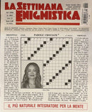 La Settimana Enigmistica Magazine cover featuring an Italian crossword puzzle a portrait and bold red masthead with black and white puzzle grids