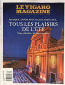 Le Figaro Magazine cover featuring a warmly lit historic theater at night with a crowd gathered outside and summer cultural events highlighted as Magazines content