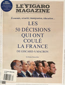Le Figaro Magazine cover featuring portraits of French presidents and a feature on 50 decisions that shaped France from Giscard to Macron