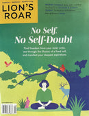Lion's Roar Magazine cover featuring a meditating figure beneath a tree with birds and deer alongside the message No Self No Self Doubt