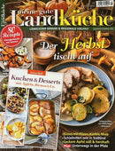Mein Gute Landkuche Magazine cover featuring autumn recipes with roasted vegetables mushrooms pumpkin pastries and a bonus cakes and desserts insert for seasonal cooking inspiration