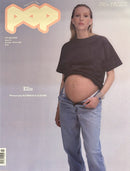 Pop Magazine cover featuring Ella in a black top and jeans with a pregnant belly against a soft gray background with 700 plus pages text