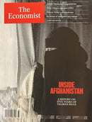 The Economist Magazine cover featuring a silhouetted figure by a window with the headline Inside Afghanistan and global news stories above