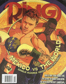 The Ring Magazine cover featuring boxers Canelo Alvarez and Christian Mbilli in a colorful illustrated Mexico versus the world boxing feature with ring artwork