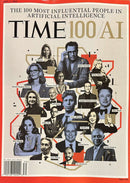Time Weekly Magazine cover featuring The 100 Most Influential People in Artificial Intelligence with portraits of technology and cultural leaders