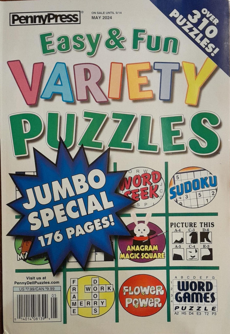 Approved Easy & Fun Variety Puzzles Magazine